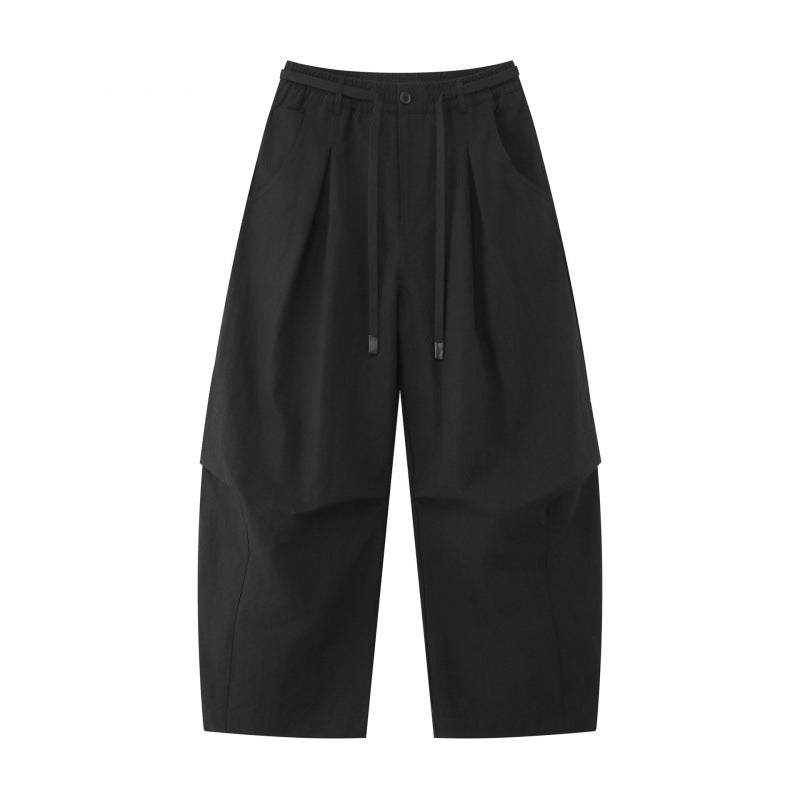 Unisex wide layered pants with balloon-shaped silhouette, high waist and drawstring Fashion Glam