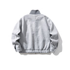 Unisex Boxy-Wool Blend Jacket with Stand-Up Collar and Elastic Hem Fashion Glam