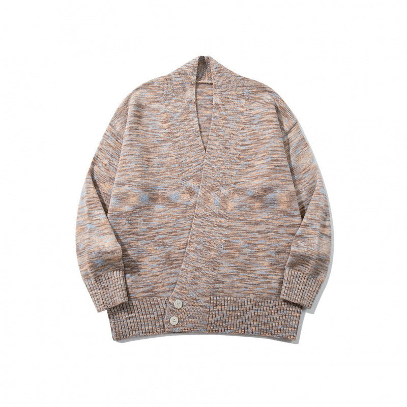 Unisex Boxy Knit Cardigan with Asymmetric Button Placket and Wide Ribbed Hem Fashion Glam