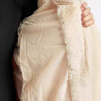 Women's Midi Length Faux Fur Coat with Hood, Teddy Finish and Concealed Button Placket Fashion Glam