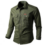 Men's Long Sleeve Work Shirt with Double Chest Pockets and Durable Twill Fashion Glam