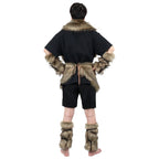 Men's Viking-inspired faux fur accessory set with shawl collar hip apron arm protectors and shin guards Fashion Glam