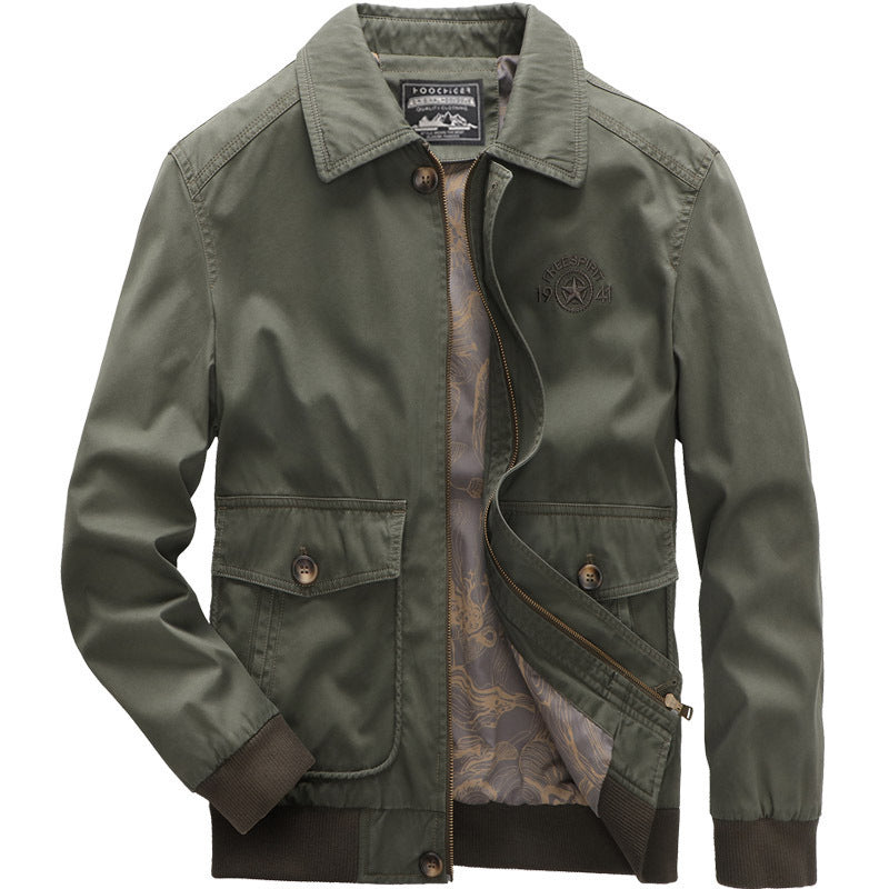 Men's lightweight field bomber jacket with stand-up collar and flap pockets Fashion Glam