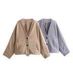 Women Boxy Wool Blend Cropped Coat with Minimalist Silhouette Fashion Glam