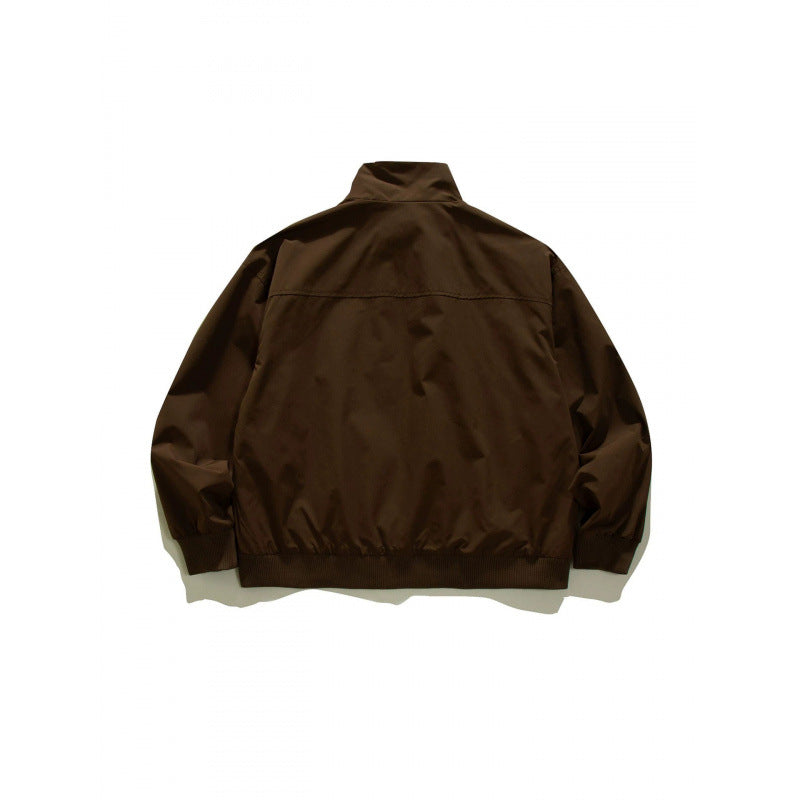 Men's Lightweight Boxy Training Jacket with Stand-Up Collar, Raglan Sleeves and Ribbed Hem Fashion Glam