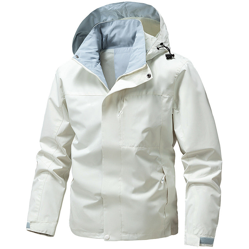 Men's water and windproof functional outdoor jacket with hood, breathable mesh lining and concealed front zip Fashion Glam
