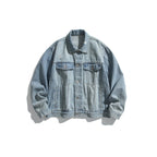 Men's oversized denim jacket in vintage look with slight used effect and chest pockets Fashion Glam