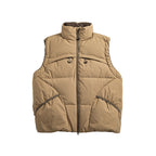 Unisex Padded Stand-Up Collar Vest with Two-Way Zipper and Drawstring Details Fashion Glam