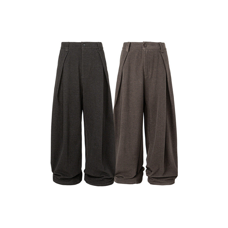 Women's Wide Palazzo Pants with High Waist, Pleats and Turned Hem Fashion Glam