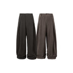 Women's Wide Palazzo Pants with High Waist, Pleats and Turned Hem Fashion Glam