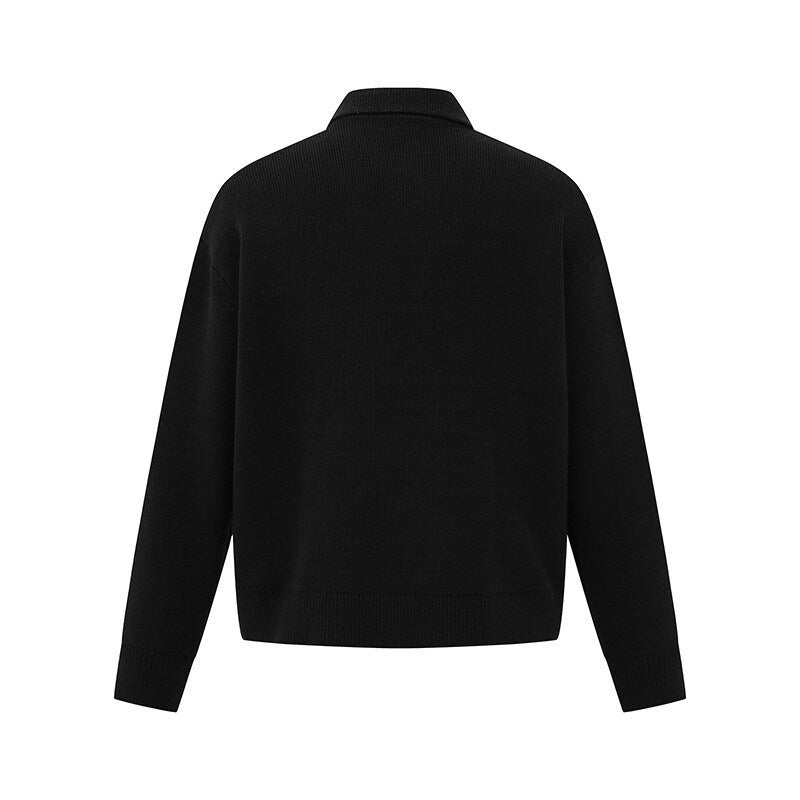 Men's Boxy Knit Sweater with Polo Collar and Half Button Placket Fashion Glam