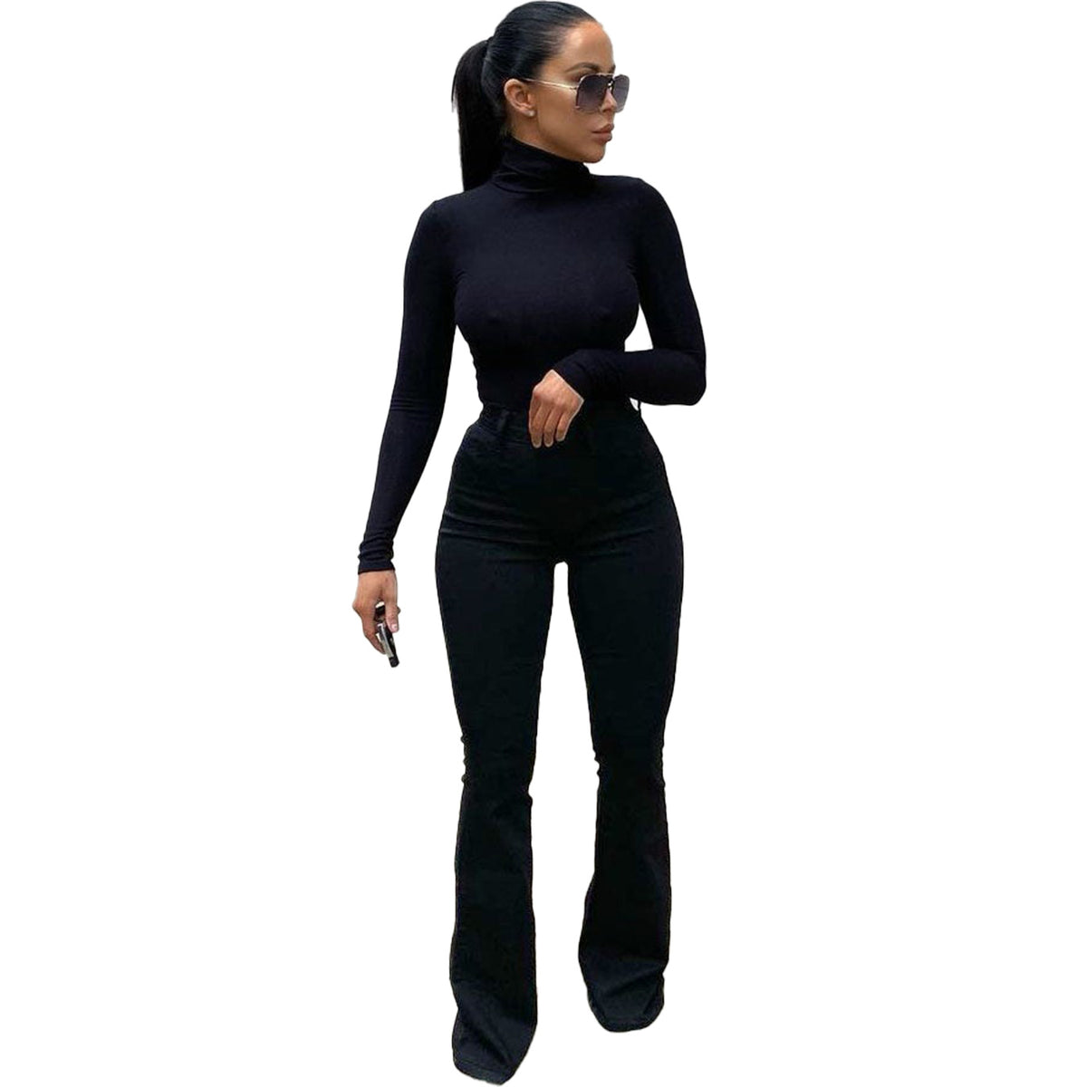 Women’s high-waisted bootcut jeans with figure-flattering stretch and flared leg Fashion Glam