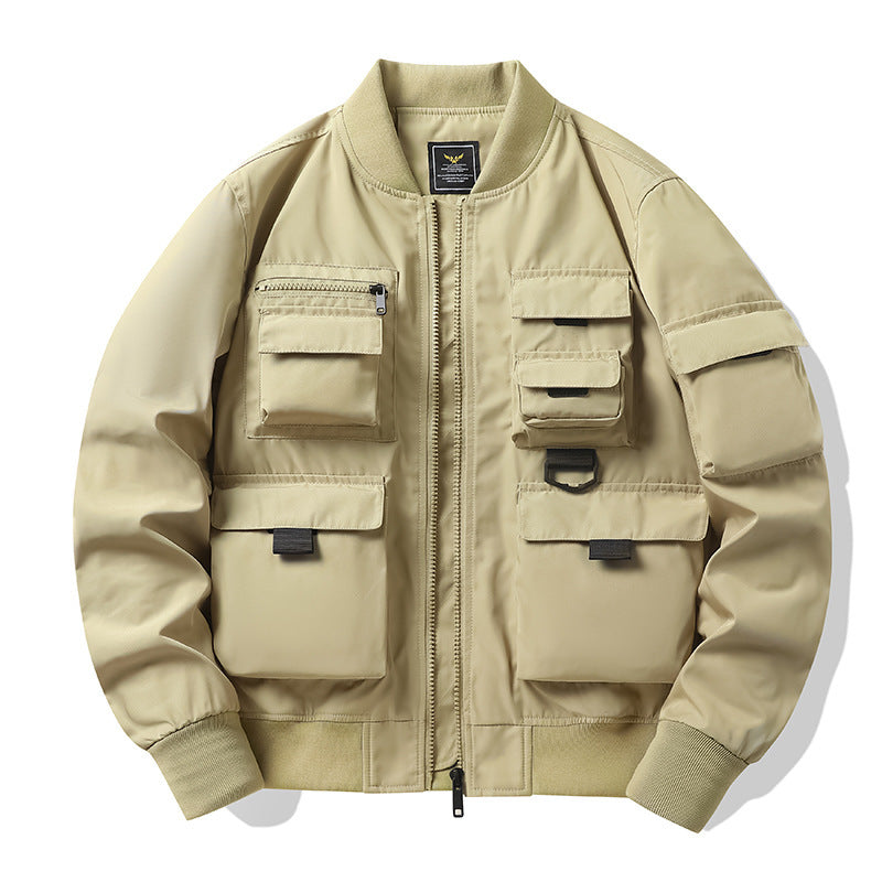 Men's Multi-Pocket Tactical Bomber with Modular Exterior Pockets and D-Ring Details Fashion Glam