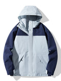 Men's Technical Colorblock Softshell Rain Jacket with Adjustable Hood Fashion Glam