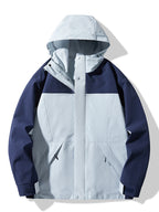 Men's Technical Colorblock Softshell Rain Jacket with Adjustable Hood Fashion Glam