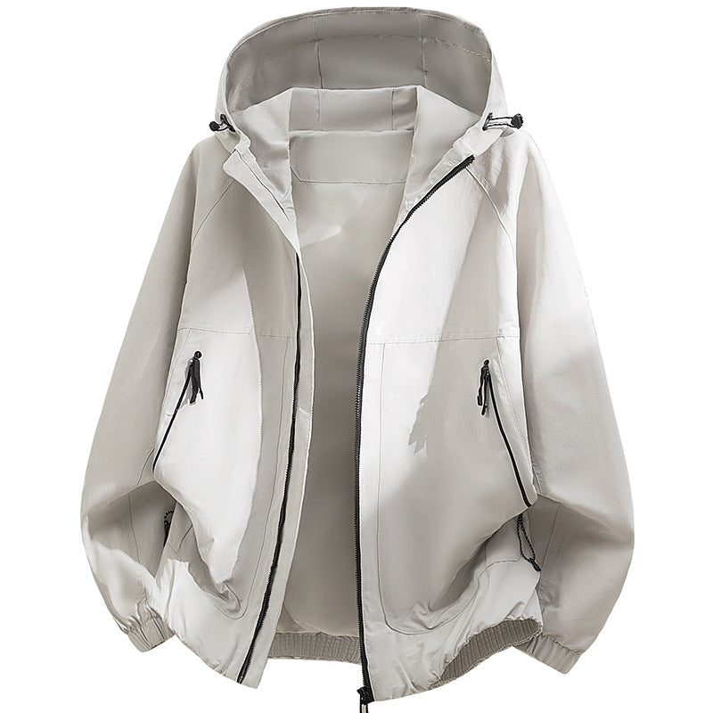 Men's Oversized Hooded Softshell Jacket with Technical Surface and Drawstring Hem Fashion Glam