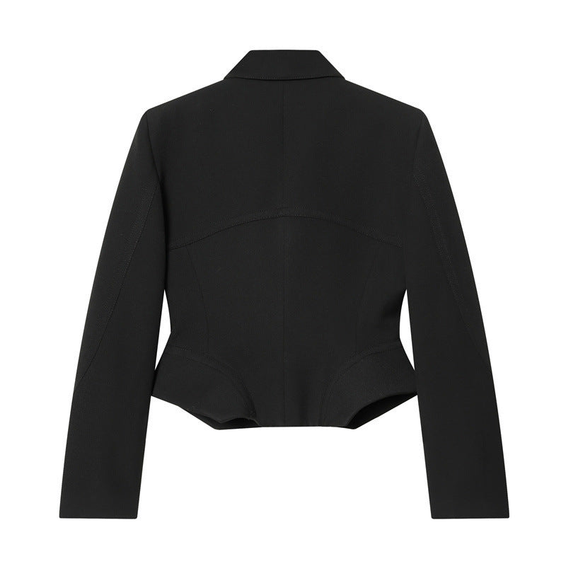 Women’s short blazer in sculpted look with dart seams and figure-flattering silhouette Fashion Glam