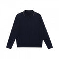 Men's polo collar knitted sweater with cable pattern and fine button placket Fashion Glam