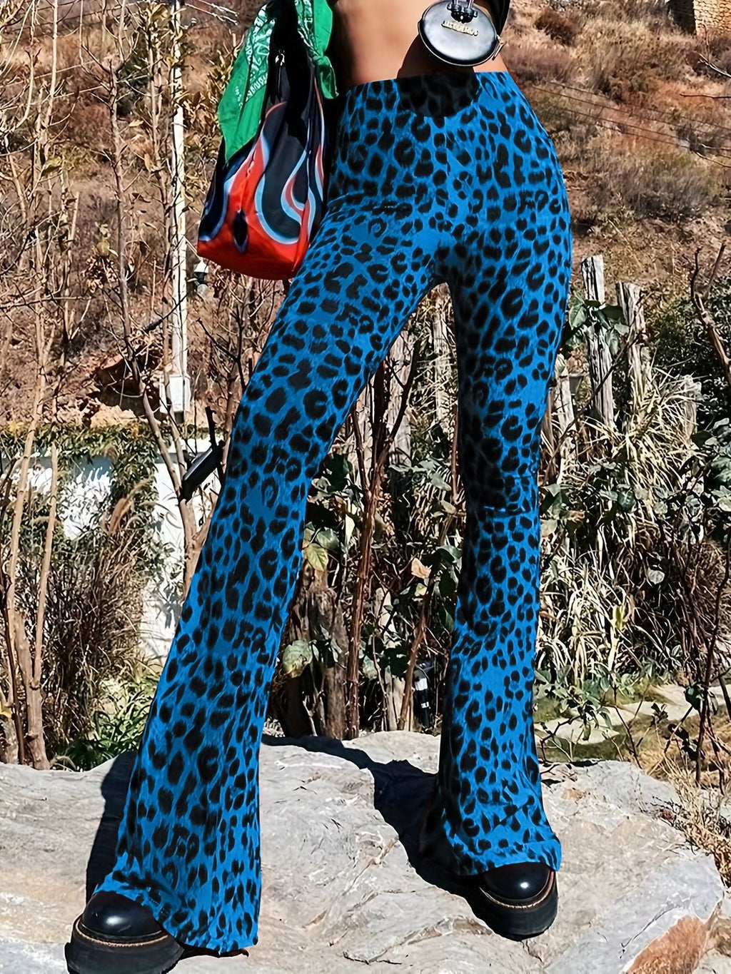 Women Flared Leopard Print Pants Fashion Glam