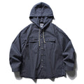 Unisex Loose-fitting hooded overshirt made of cotton blend with check pattern and breast pockets Fashion Glam