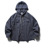 Unisex Loose-fitting hooded overshirt made of cotton blend with check pattern and breast pockets Fashion Glam