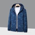 Men's Lightweight Hooded Windbreaker with Botanical Allover Print and Elastic Cuffs Fashion Glam