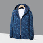 Men's Lightweight Hooded Windbreaker with Botanical Allover Print and Elastic Cuffs Fashion Glam