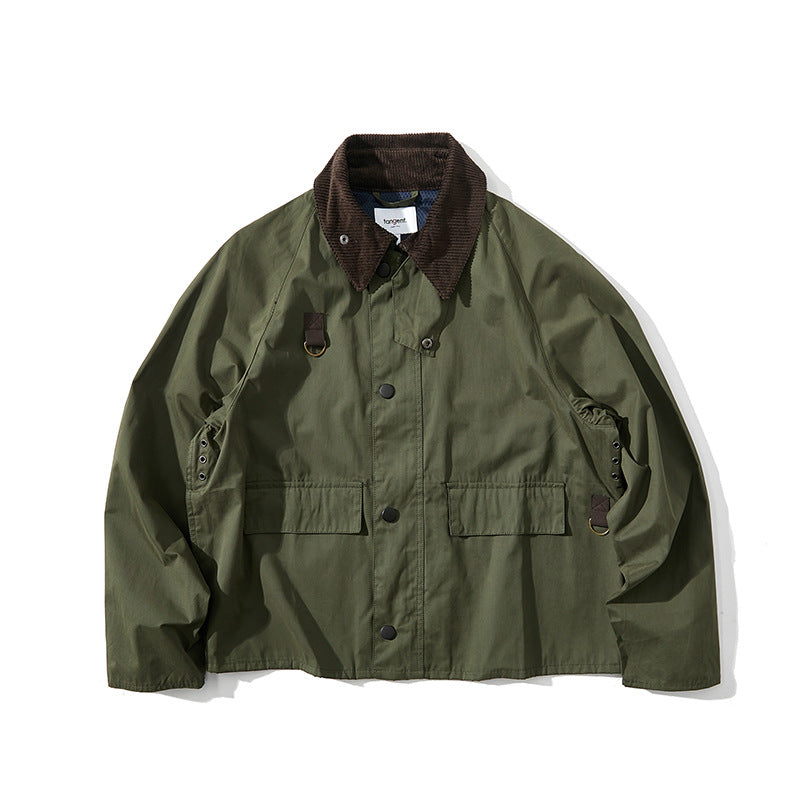 Men's Short Cut Utility Field Jacket with Cord Collar and D-Ring Details Fashion Glam