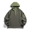 Unisex Technical Hoodie in Oversized Cut with Henley Placket, Patch Pocket and Drawstring Fashion Glam