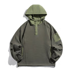 Unisex Technical Hoodie in Oversized Cut with Henley Placket, Patch Pocket and Drawstring Fashion Glam