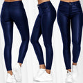 Women's Coated High-Waist Skinny Jeans Look Pants Fashion Glam