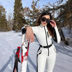 Women's Utility Overall with Waist Belt, Zippers and Stand-Up Collar Fashion Glam