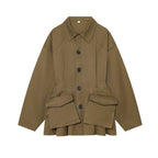 Women's Boxy Short Jacket in Utility Look with Oversized Flap Pockets Fashion Glam