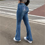 Women's High-Waisted Bootcut Jeans with Shaping Waistband and Slight Flare Fashion Glam
