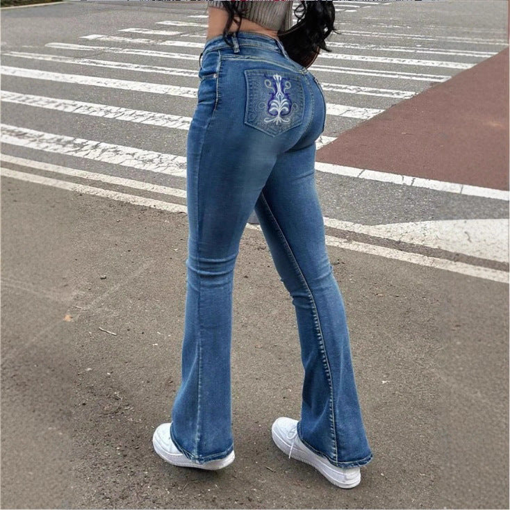 Women's High-Waisted Bootcut Jeans with Shaping Waistband and Slight Flare Fashion Glam