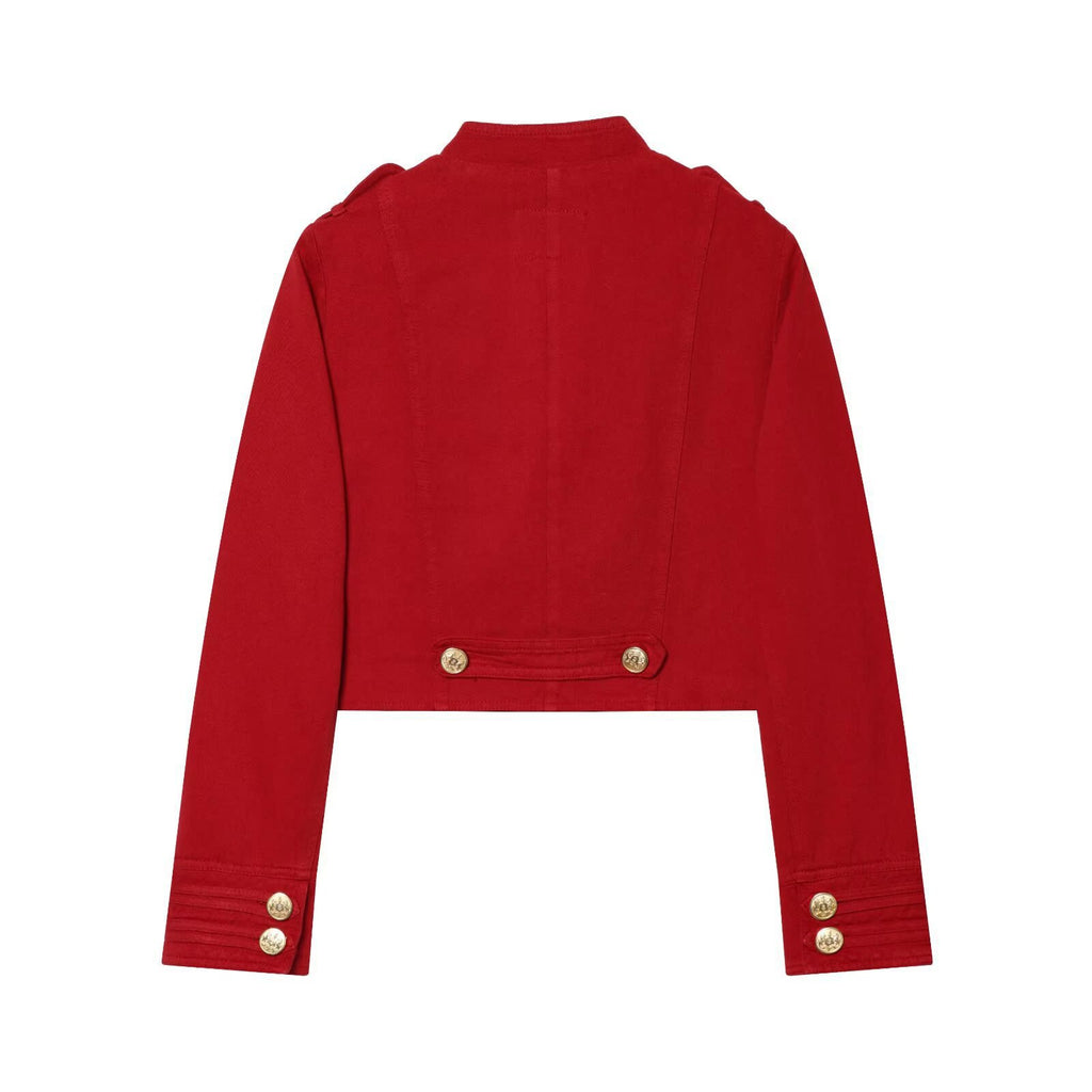 Women’s short military-inspired jacket with decorative ornate buttons Fashion Glam