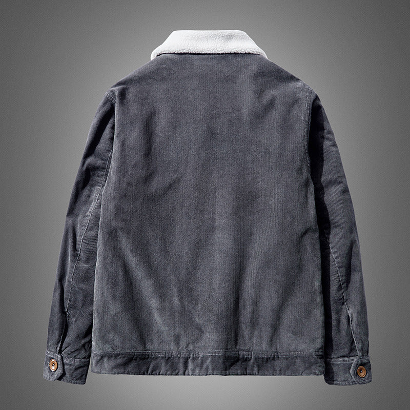 Men's cord jacket with sherpa lining, shirt collar and pocket detail Fashion Glam