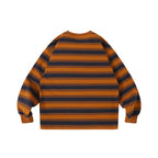 Unisex Oversize Striped Sweatshirt with Chest Pocket and Round Neck Fashion Glam