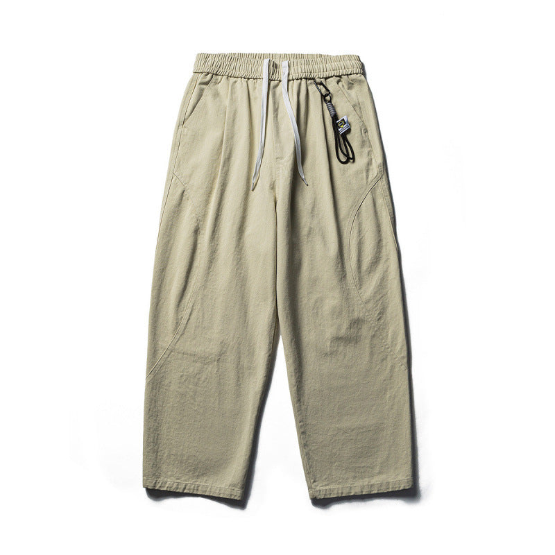 Men's Lightweight Loose-Fit Linen-Cotton Casual Pants with Elastic Waistband, Drawstring and Utility Pockets Fashion Glam