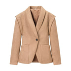 Women Oversized Blazer with Shawl Collar and Patch Pockets Fashion Glam