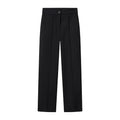 Women High-waisted Straight Pleated Trousers with Concealed Button Placket and Pressed Fold Fashion Glam