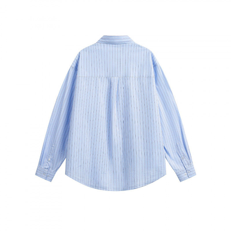 Unisex Oversize Shirt with Chest Pocket and Fine Pinstripe Fashion Glam