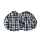 Unisex Oversized checked Flannel shirt jacket with chest pocket and rounded hem Fashion Glam