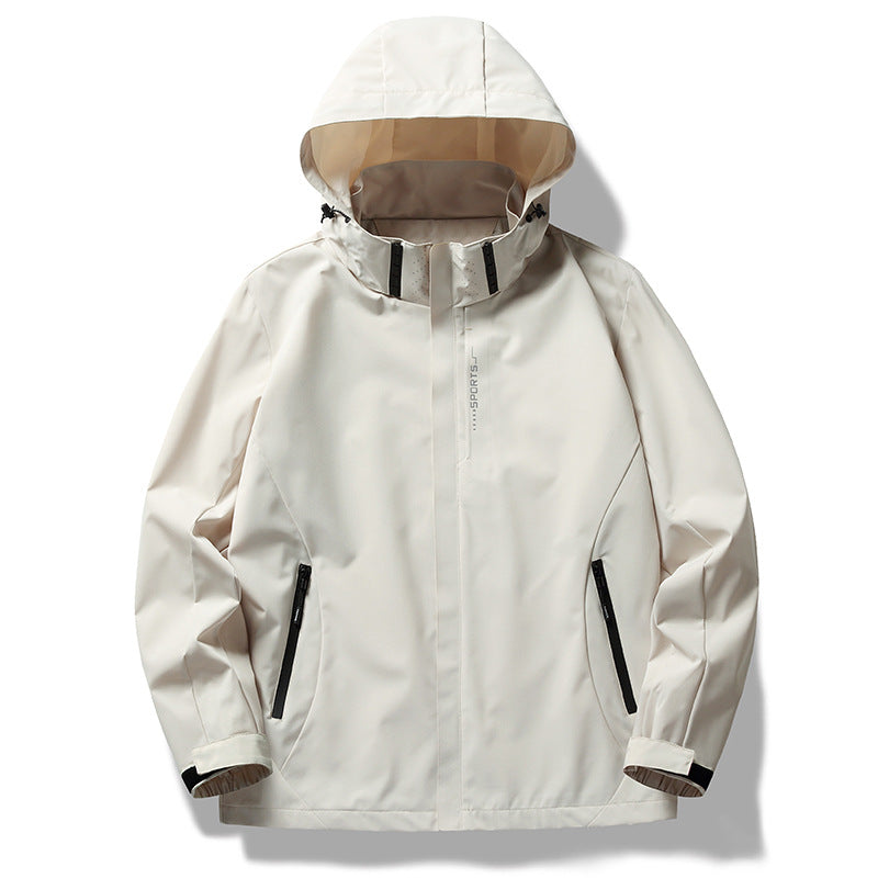 Men's Three-Layer Softshell Jacket with Hood, Wind Flap and Water-Repellent Zippers Fashion Glam