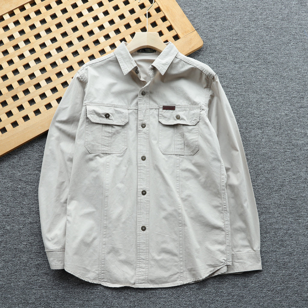 Men's shirt jacket made of cotton twill with chest flaps and button placket Fashion Glam