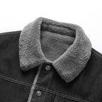 Men's Overshirt Jacket made of Denim with Teddy lining and Sherpa collar Fashion Glam
