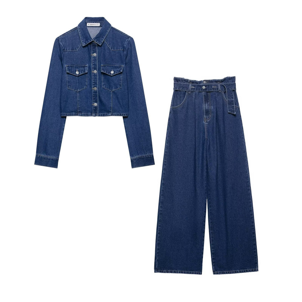 Women Short Cut Denim Jacket with Chest Pockets and Snap Placket Fashion Glam