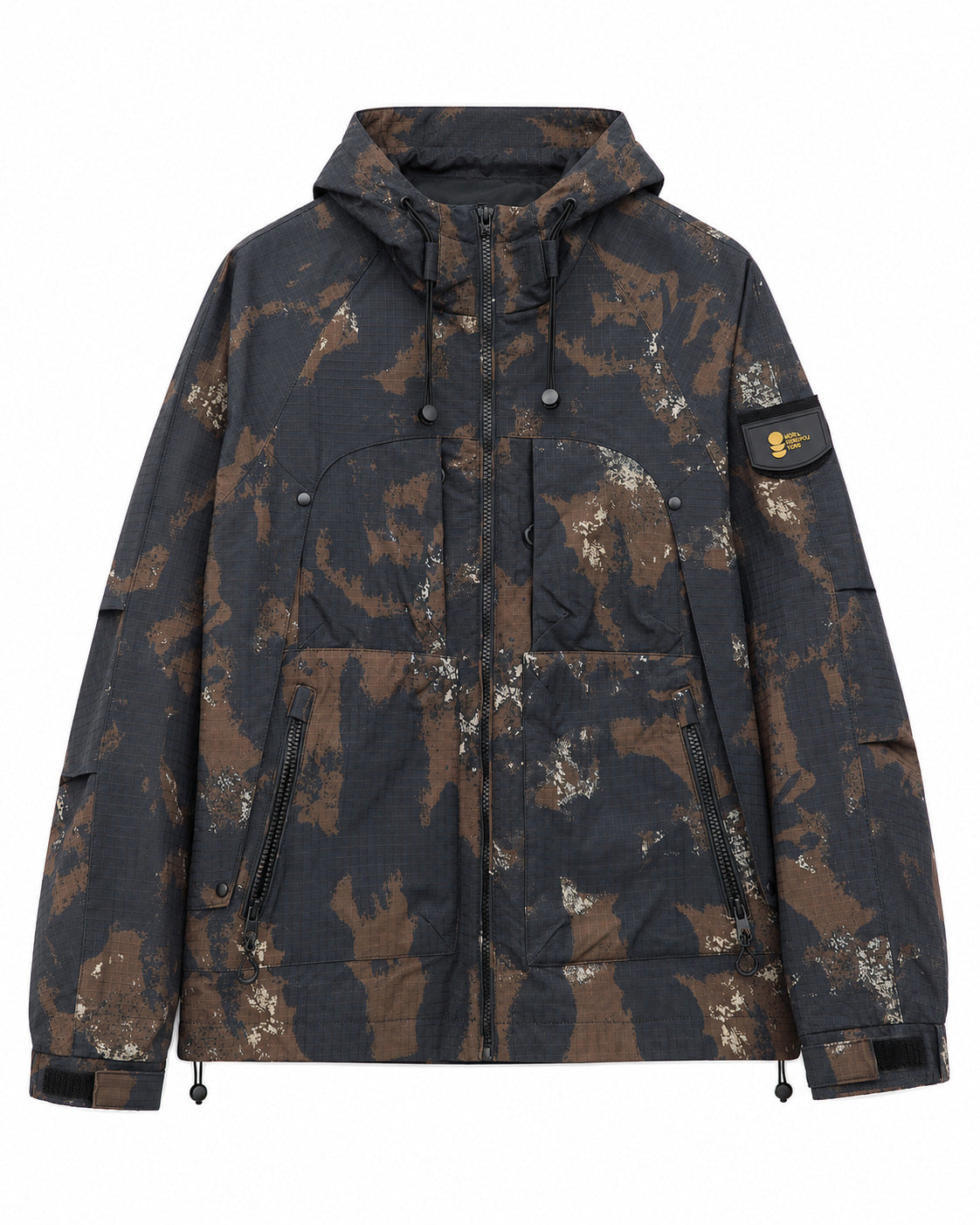 Men's Technical Camouflage Outdoor Jacket with Hood, Ripstop and Multifunctional Pockets Fashion Glam