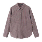 Women Striped Blouse with Western Yoke and Kent Collar Fashion Glam