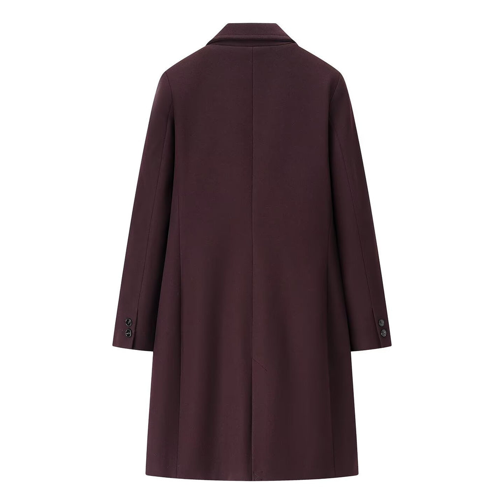 Ladies Elegant Wool Blend Coat in Straight Silhouette with Notched Collar and Piped Insert Pockets Fashion Glam